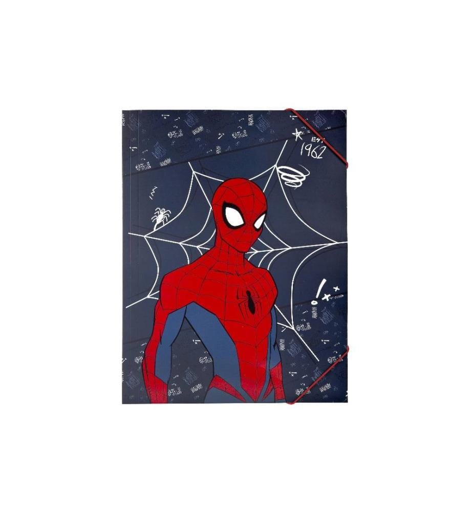 UNDERCOVER - Portfolio à ruban élastique A4 Spiderman Bleu foncé/Rouge