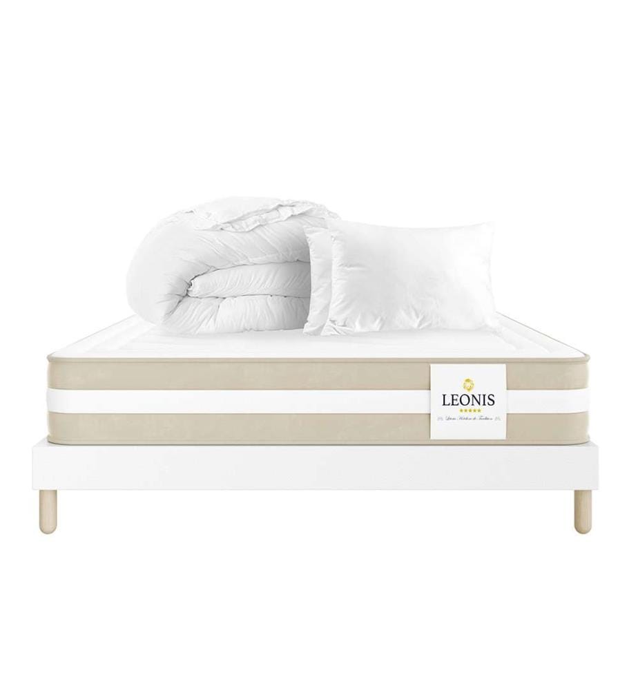 Pack Gamma Matelas + Sommier 140 x 200 + 2 Oreillers 60 x 40 + 1 duvet 200 x 200 cm - Hauteur 30 cm