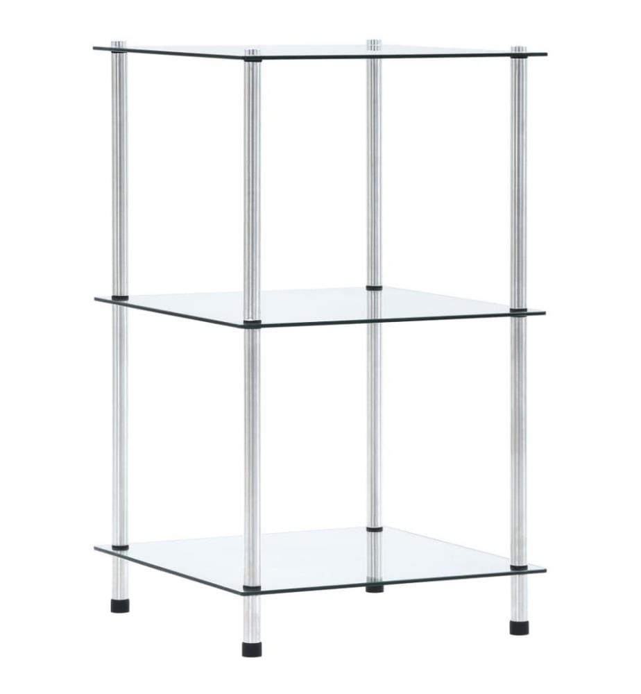 Étagère 3 niveaux Transparent 40x40x67 cm Verre trempé