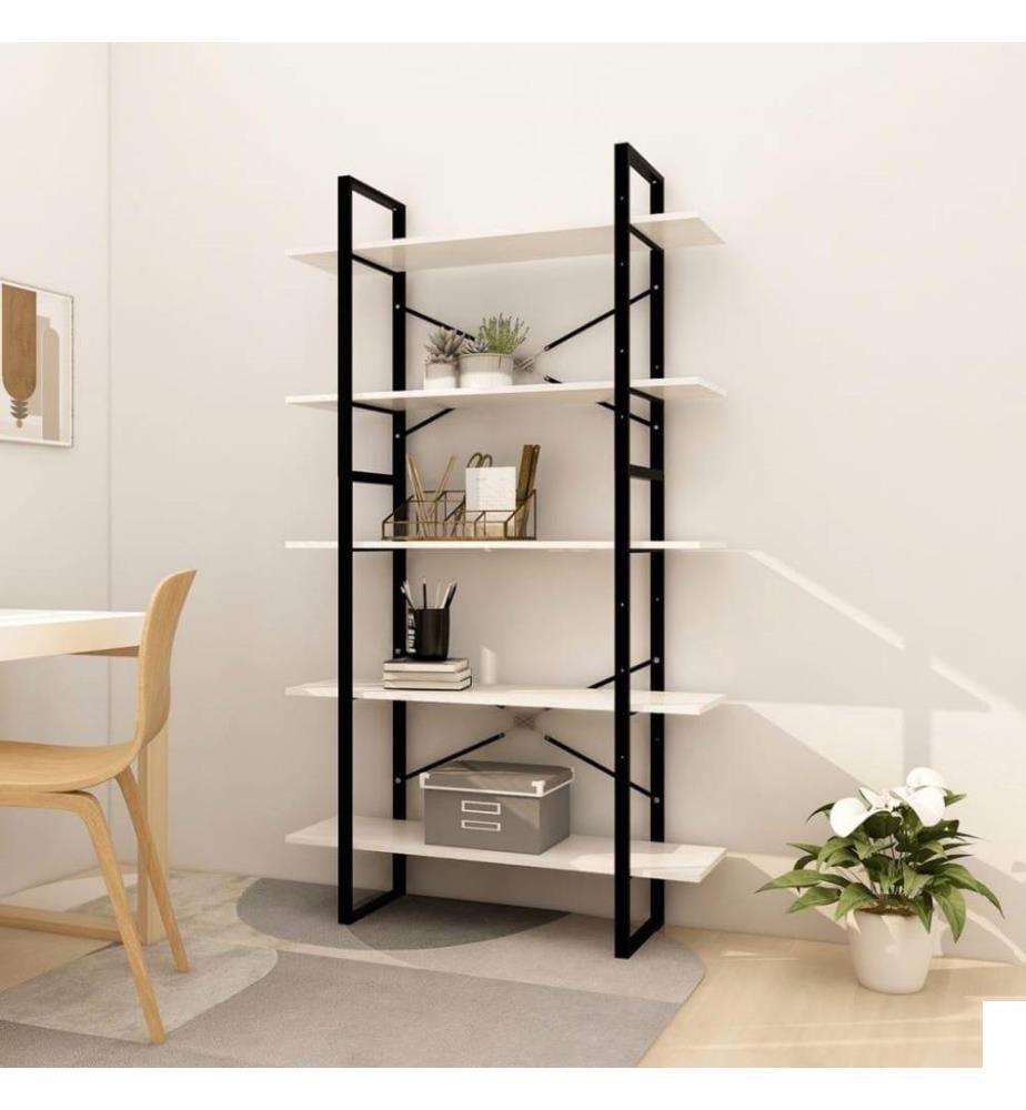 Bibliothèque à 5 niveaux Blanc 100x30x175 cm Bois de pin