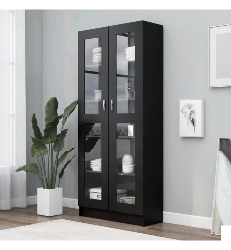 Armoire à vitrine Noir 82,5x30,5x185,5 cm Aggloméré