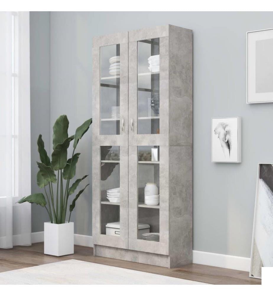 Armoire à vitrine Gris béton 82,5x30,5x185,5 cm Aggloméré