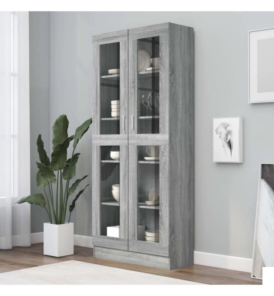 Armoire à vitrine Sonoma gris 82,5x30,5x185,5cm Bois ingénierie