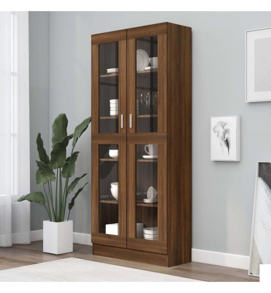 Armoire à vitrine Chêne marron 82,5x30,5x185,5cmBois ingénierie