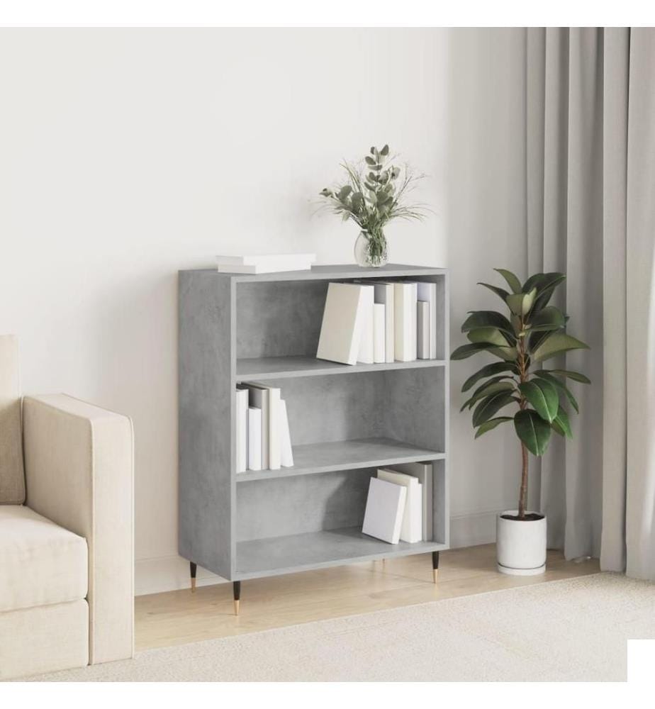 Bibliothèque gris béton 69,5x32,5x90 cm bois d'ingénierie