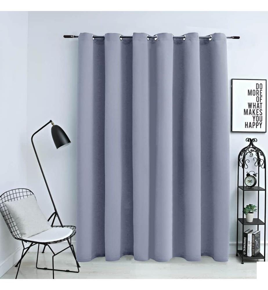 Rideau occultant avec anneaux en métal Gris 290x245 cm