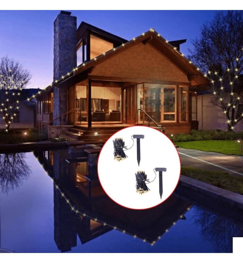 Guirlande lumineuse solaire LED 2 pcs Blanc chaud