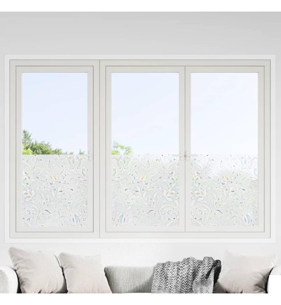 Films pour fenêtre 2 pcs dépoli motif de fleur PVC