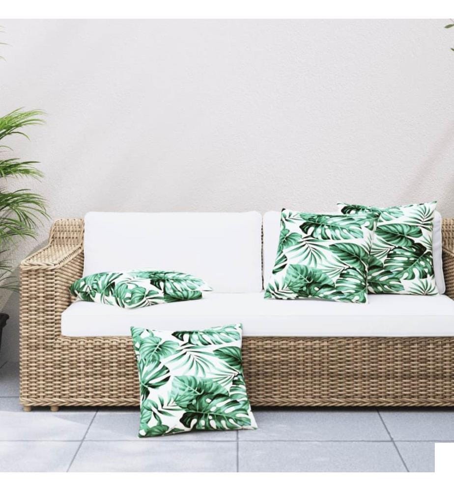 Coussins de canapé lot de 4 motif de feuilles 50x50 cm tissu