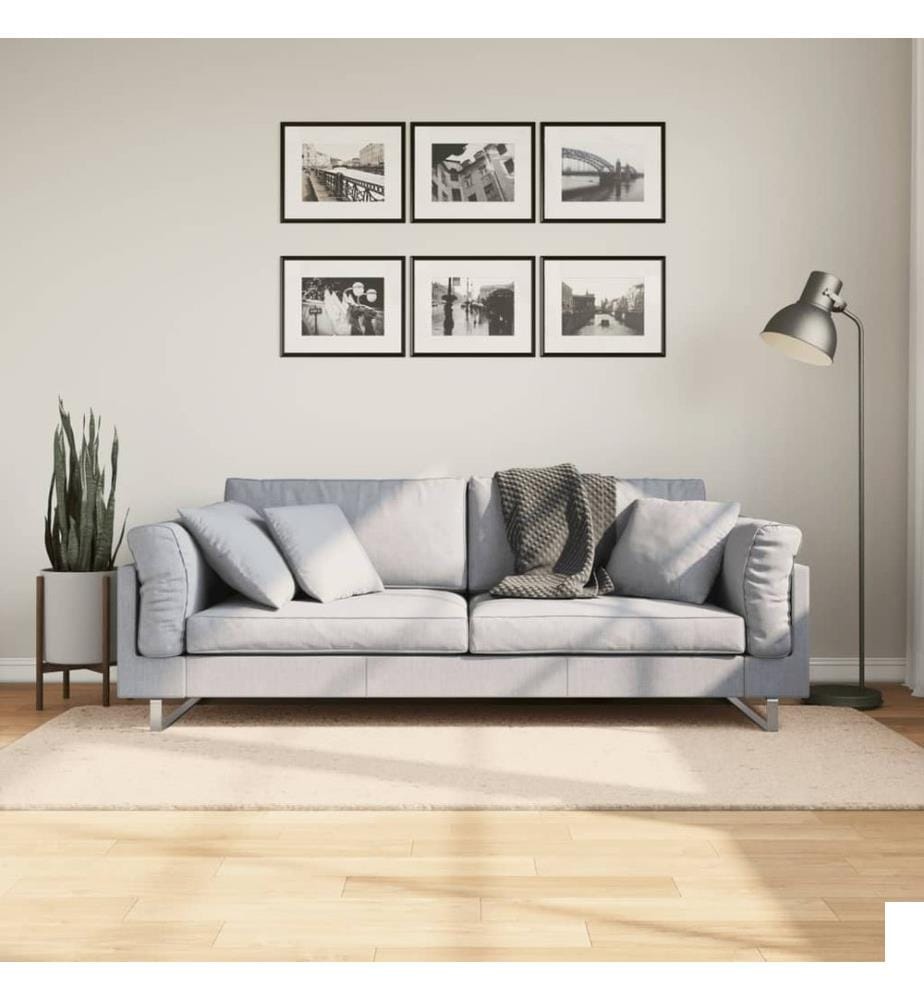 Tapis à poils courts doux et lavable beige 100x200 cm