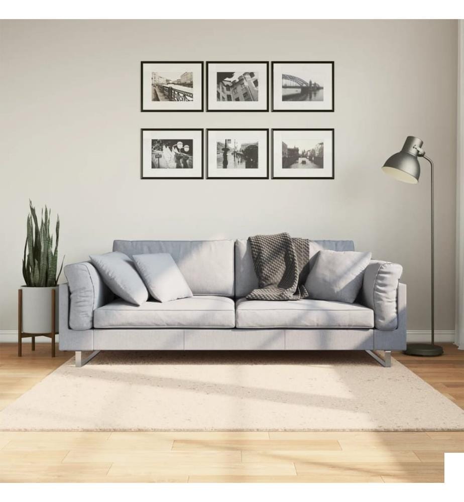 Tapis à poils courts doux et lavable beige 160x160 cm