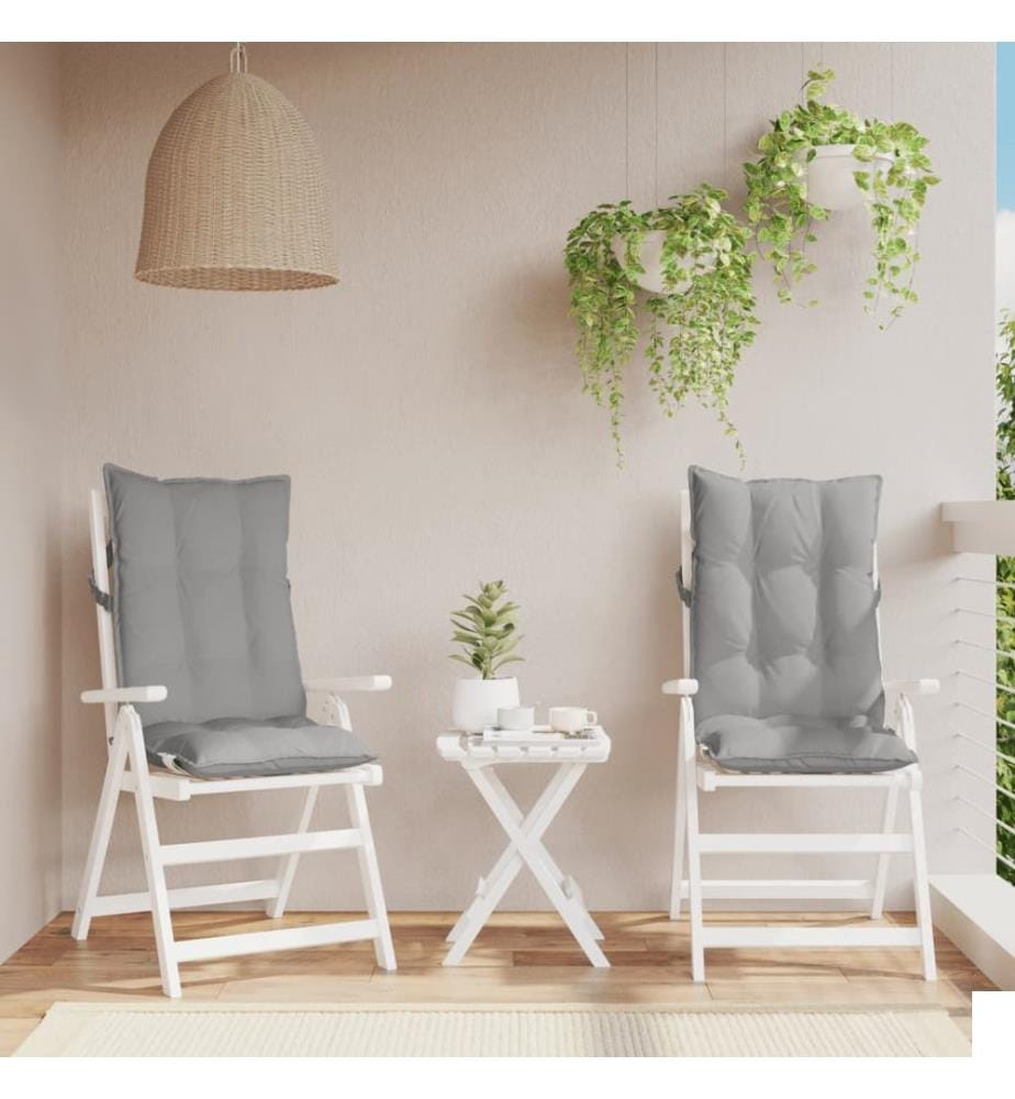 Coussins de chaise à dossier haut lot de 2 gris tissu oxford