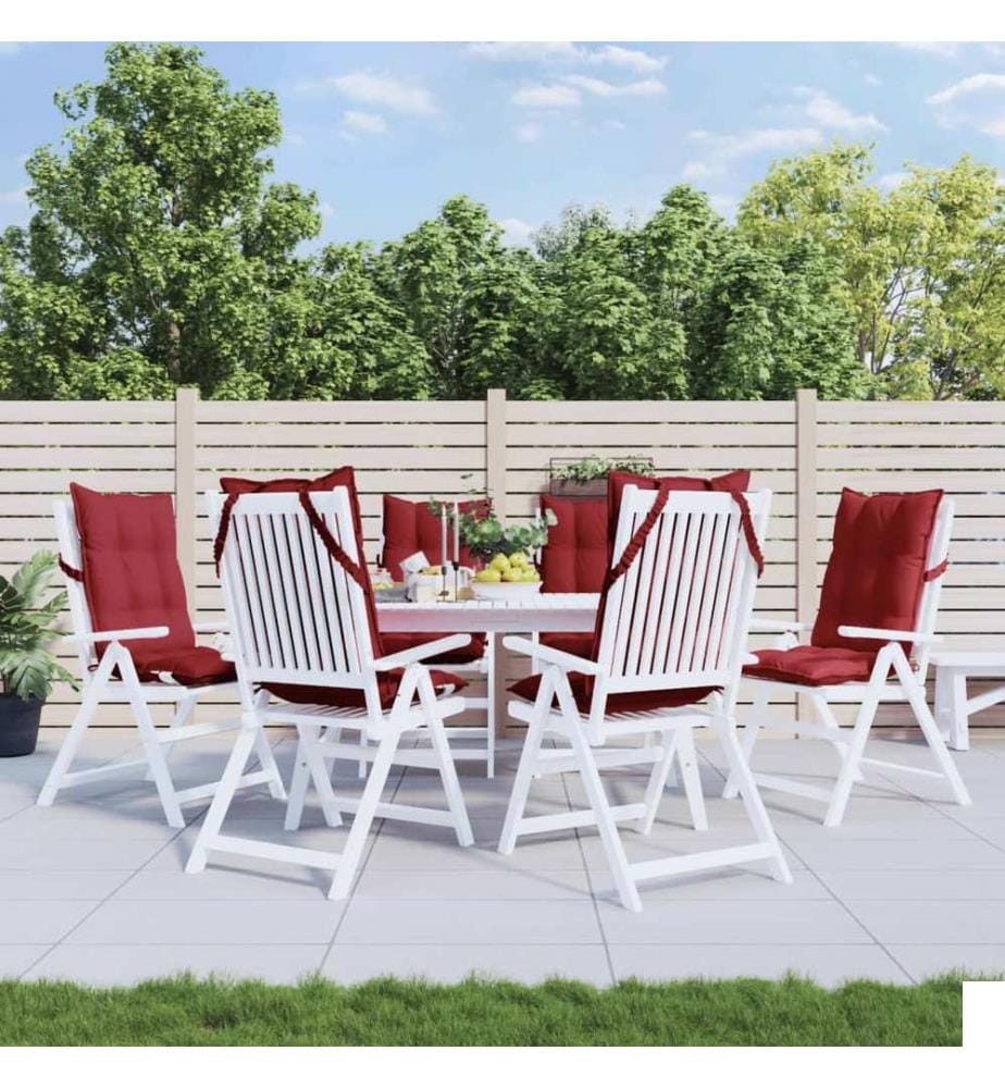 Coussins de chaise à dossier haut lot de 6 rouge bordeaux