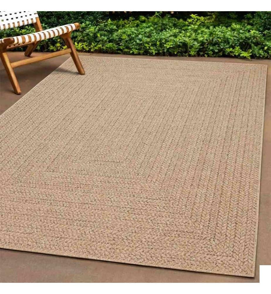 Tapis ZIZUR 120x120 cm aspect de jute intérieur et extérieur