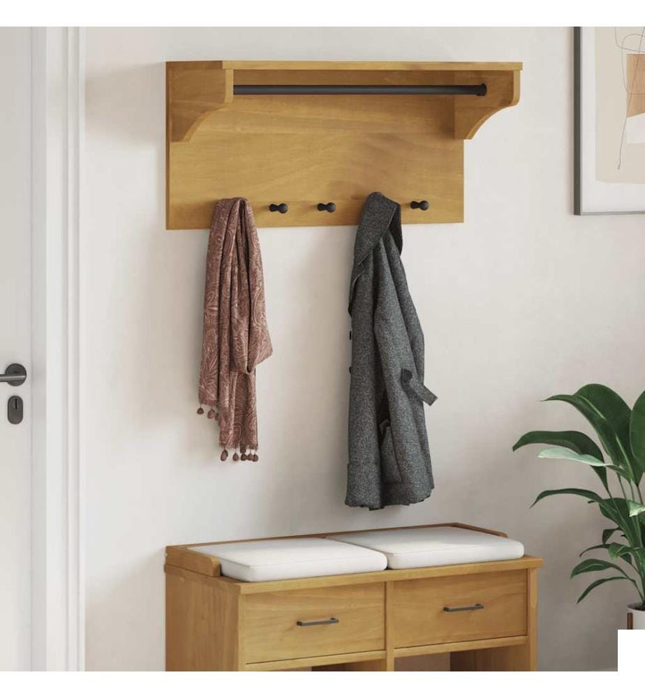 Porte-manteau mural SANDNES 87x30x42 cm bois massif pin