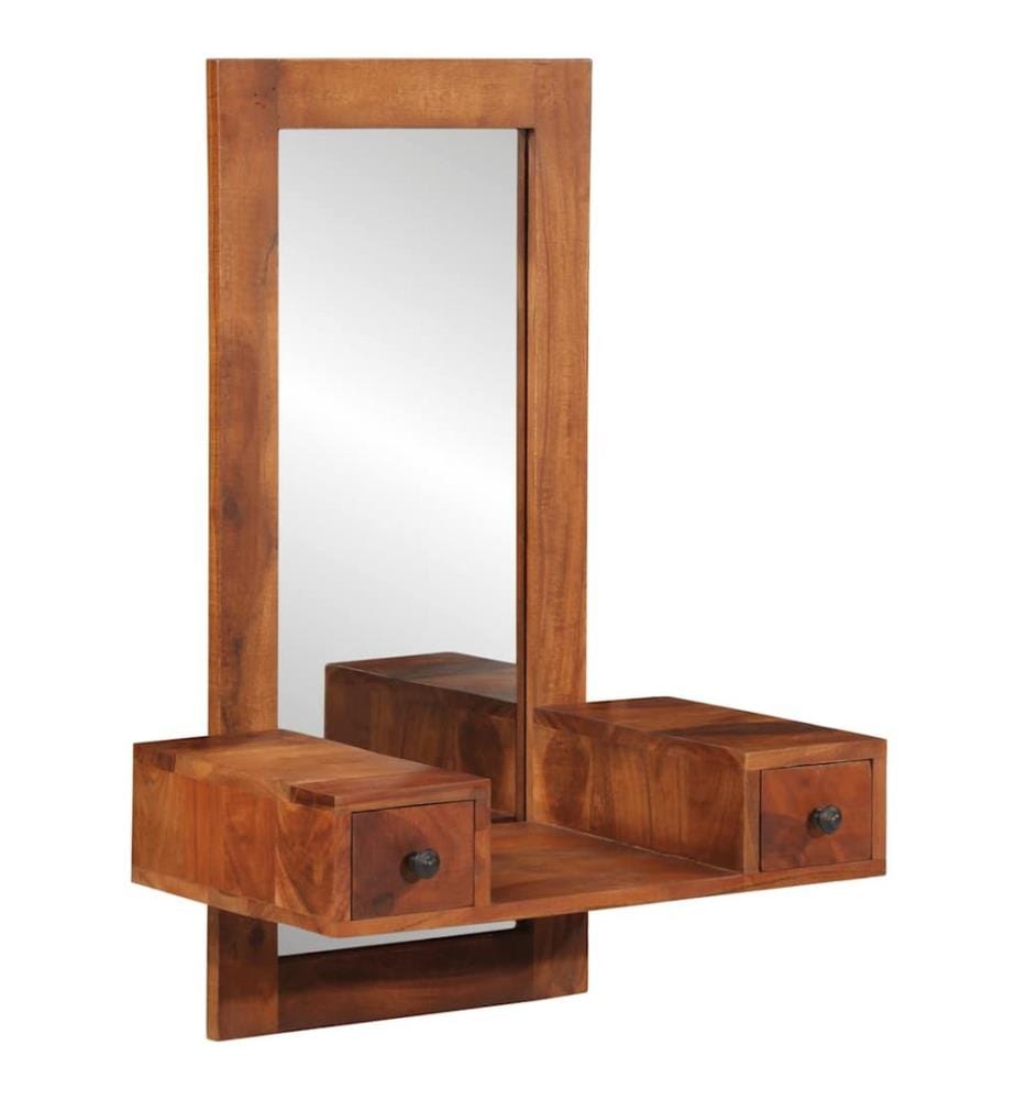Miroir mural avec tiroirs 60x33x90 cm bois massif d'acacia