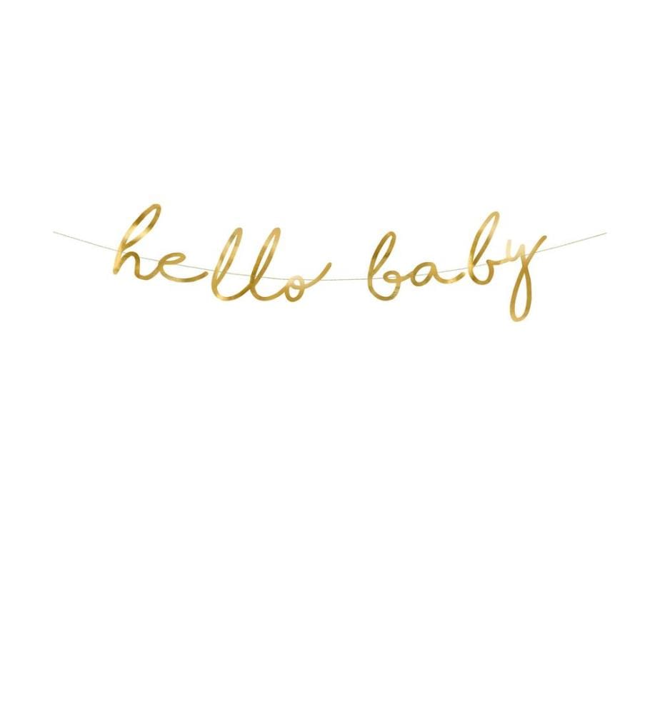 PARTYDECO - Guirlande Hello Baby 0.7 m, Doré