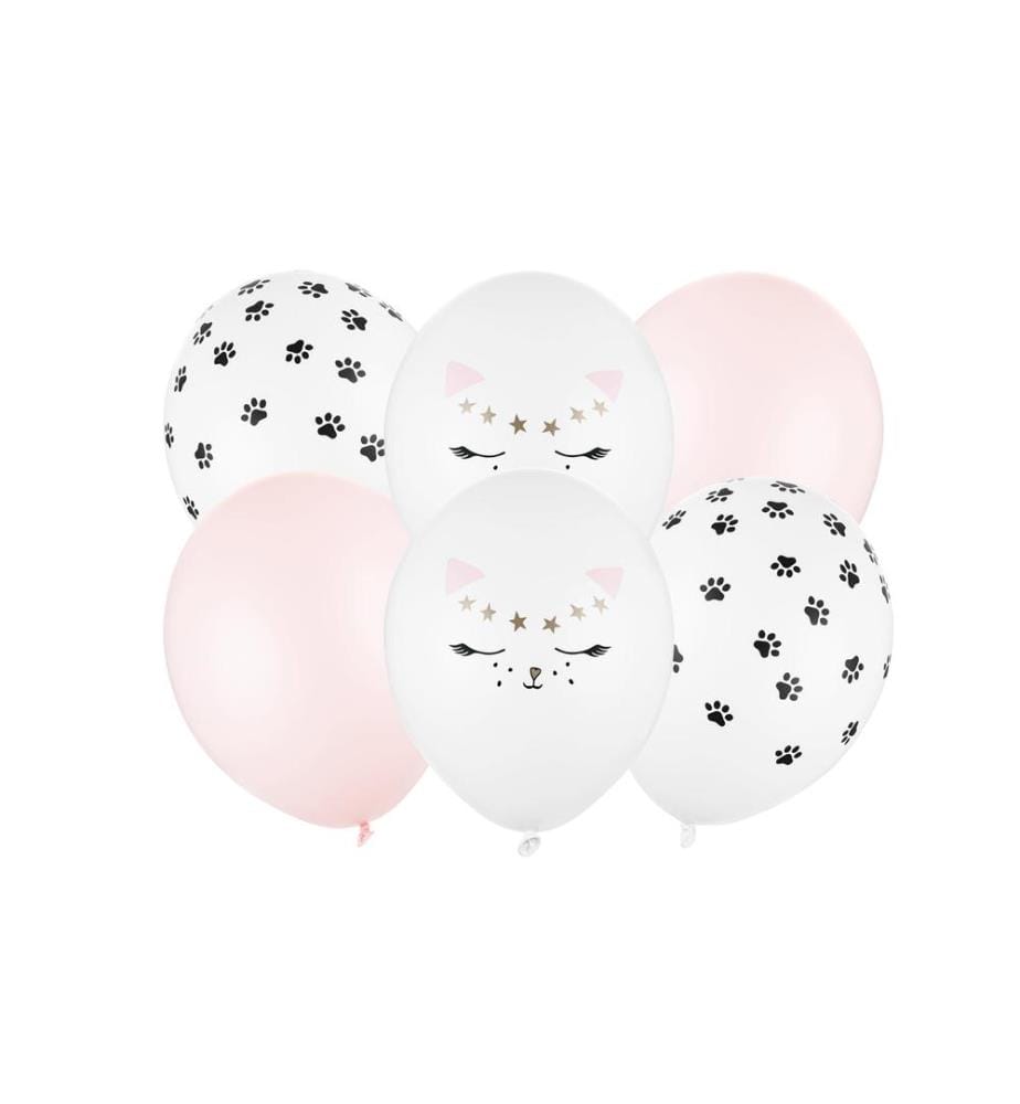 PARTYDECO - Ballon de baudruche Cat mix Ø 30 cm, 6 pièces