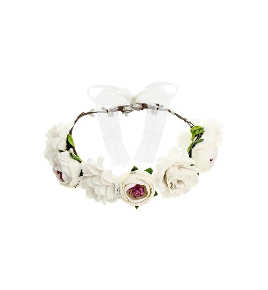 PARTYDECO - Accessoires de mariage Couronne florale 17 cm, blanc
