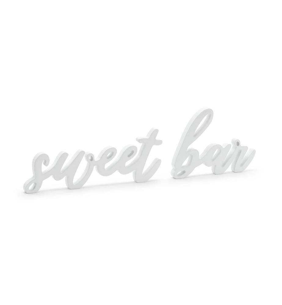 PARTYDECO - Accessoires de mariage Bar à bonbons en bois 37 x 10 cm, blanc