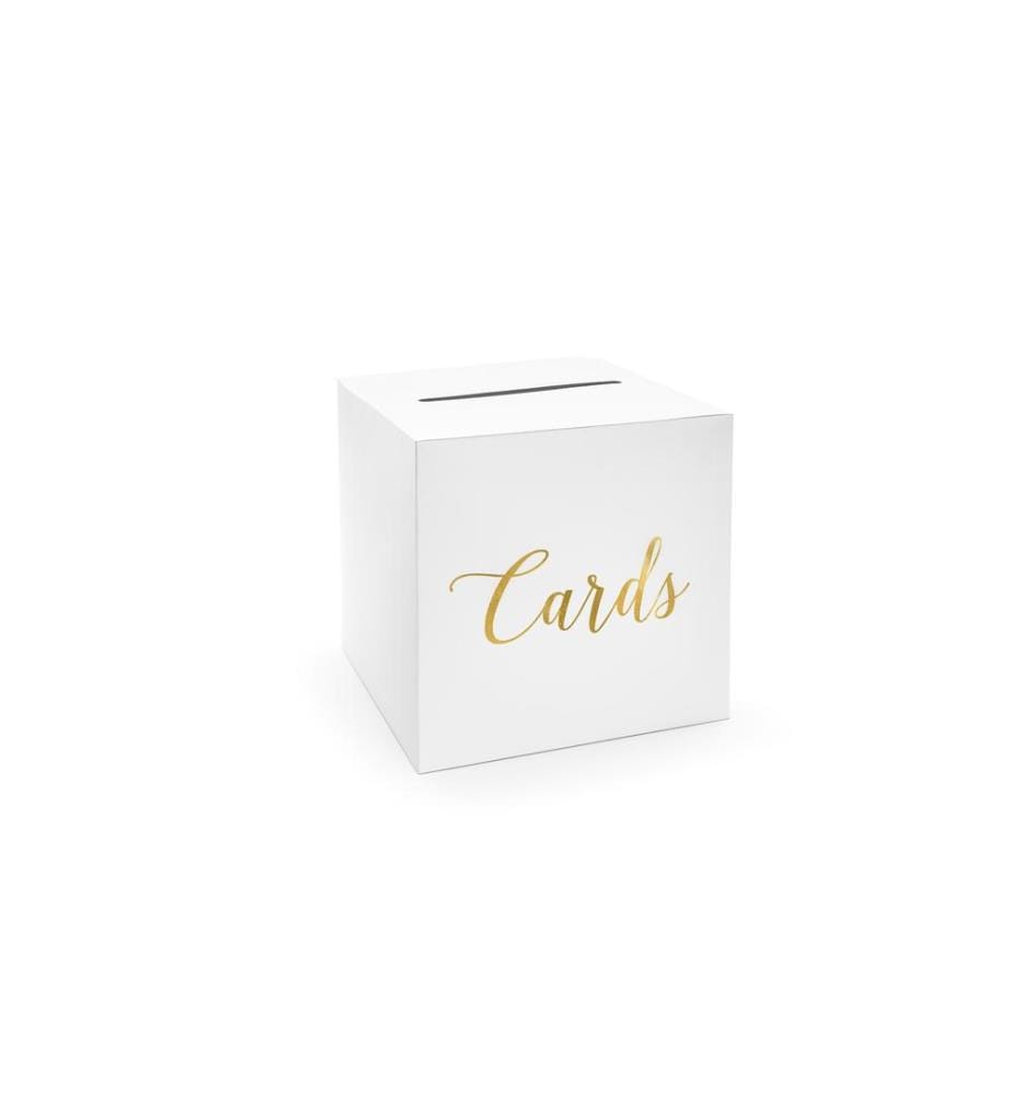 PARTYDECO - Accessoires de mariage Cartes de la boîte à cartes 24 x 24, blanc/or