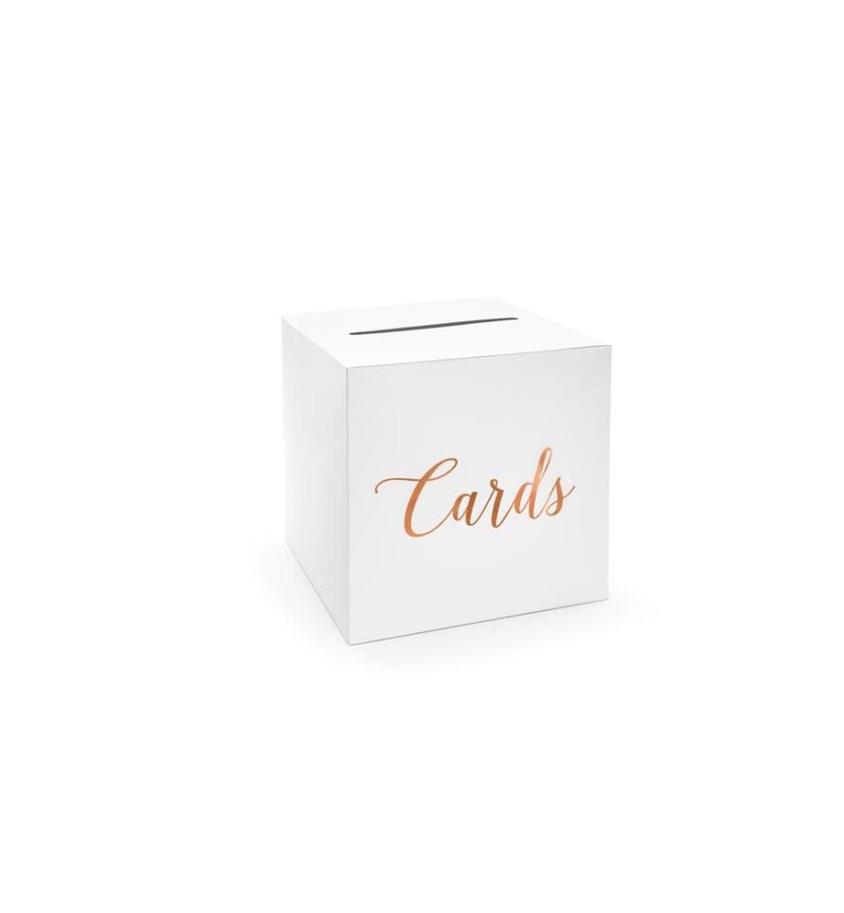 PARTYDECO - Accessoires de mariage Boîte à cartes 24 x 24 cm, blanc/or rose