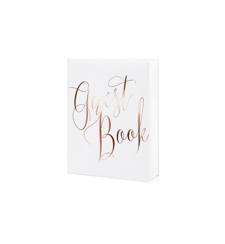 PARTYDECO - Livre dor Guest Book 20 x 24.5 cm, blanc/or rose