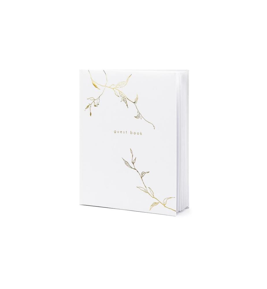 PARTYDECO - Livre dor Guest Book 20 x 24.5 cm, or/blanc