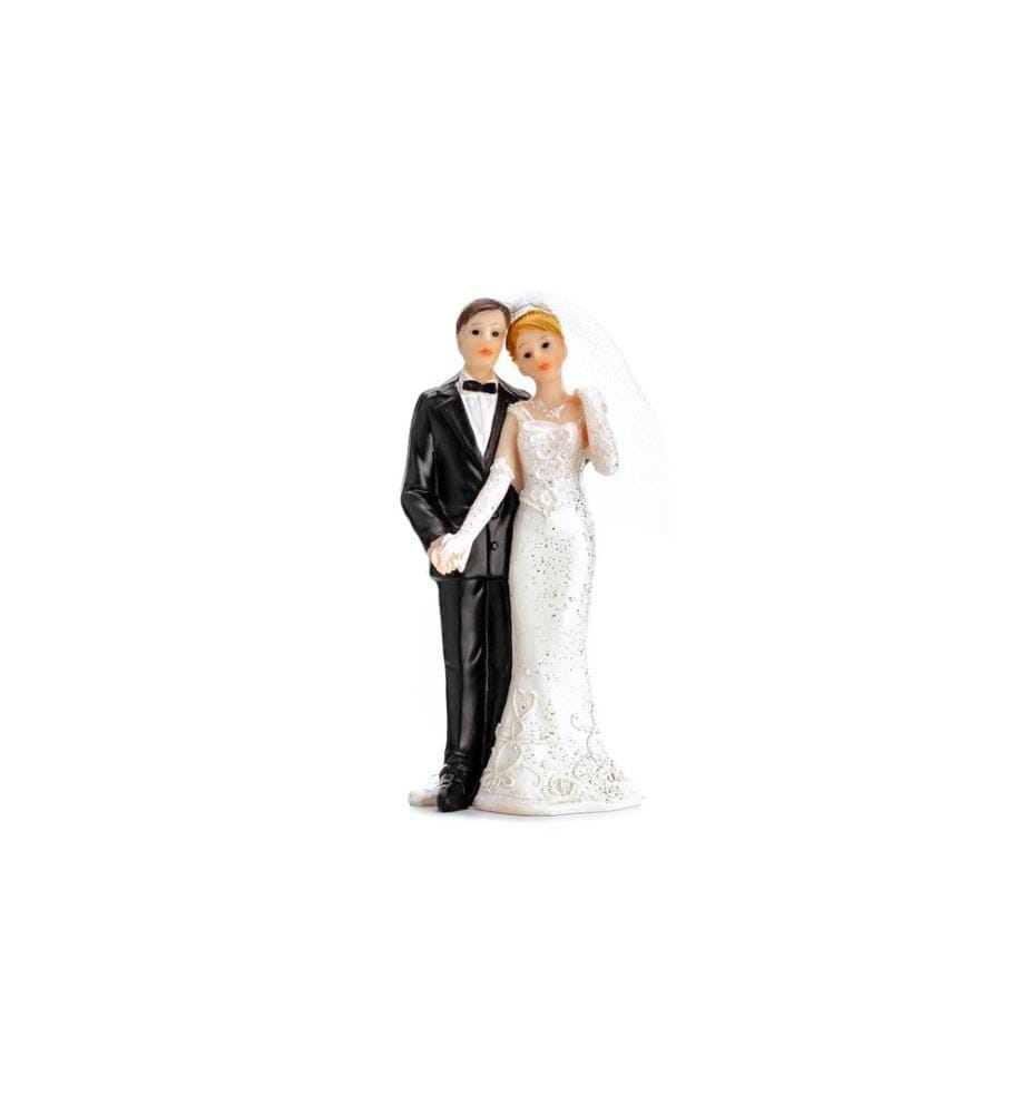PARTYDECO - Topper pour gâteau Figure de la mariée et du marié blanc/noir