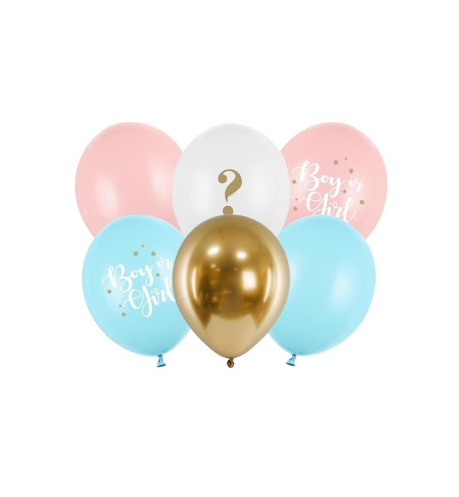 PARTYDECO - Ballon de baudruche Boy or Girl  mix Ø 30 cm, 6 pcs.