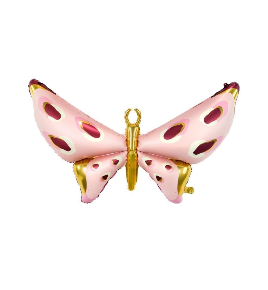 PARTYDECO - Ballon en aluminium Papillon 120 x 87 cm, Doré/Rose