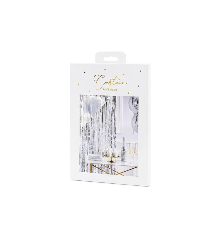 PARTYDECO - Accessoires de fête Rideau 90 x 250 cm, Argenté