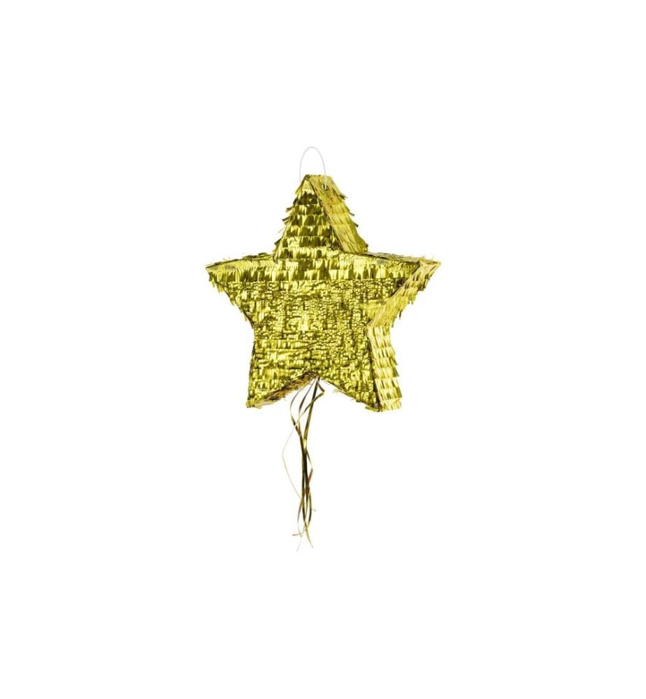 PARTYDECO - Piñata Étoile, 44.5 x 42.5 x 9 cm, Doré, 1 pièce