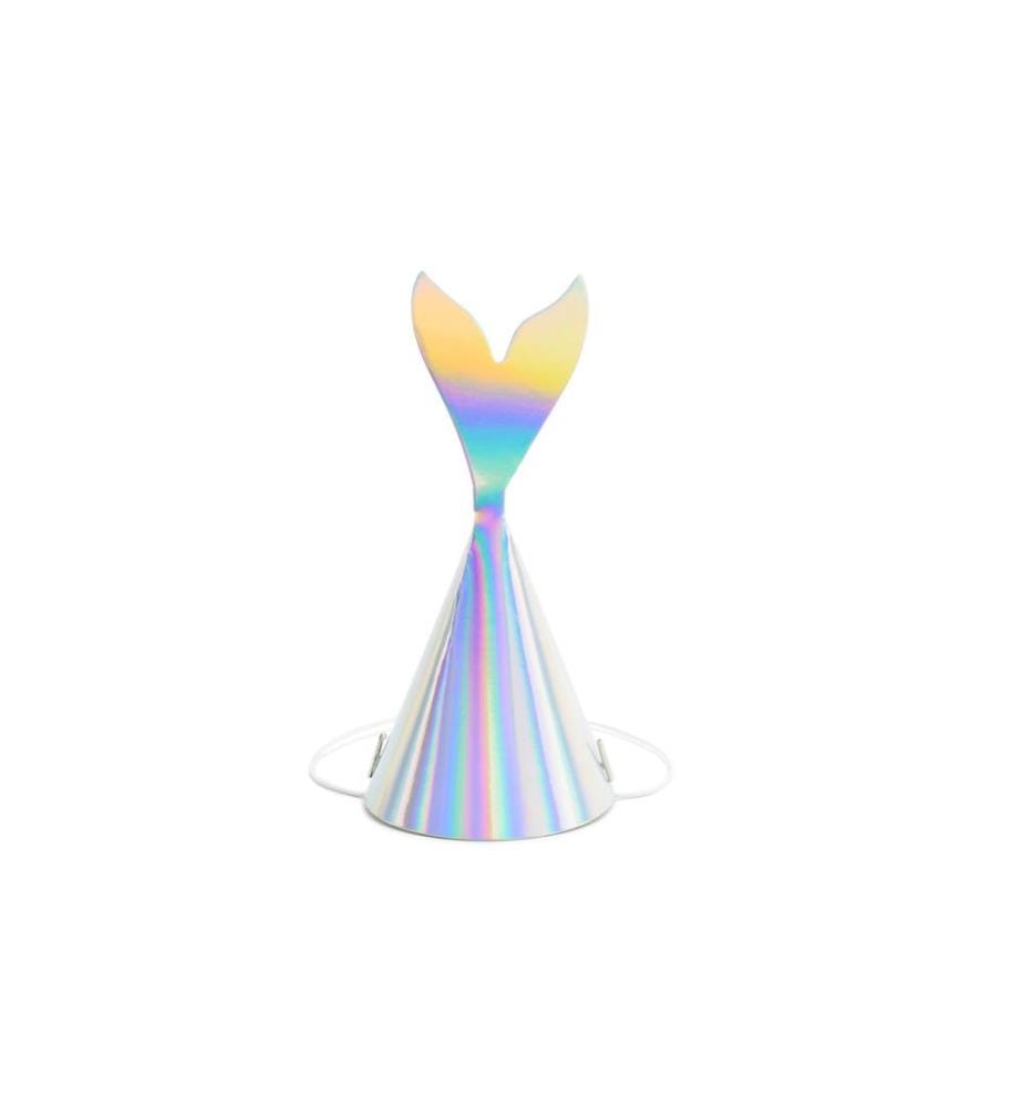 PARTYDECO - Chapeaux de fête Sirène irisé, 18 x 8 cm, 6 pièces