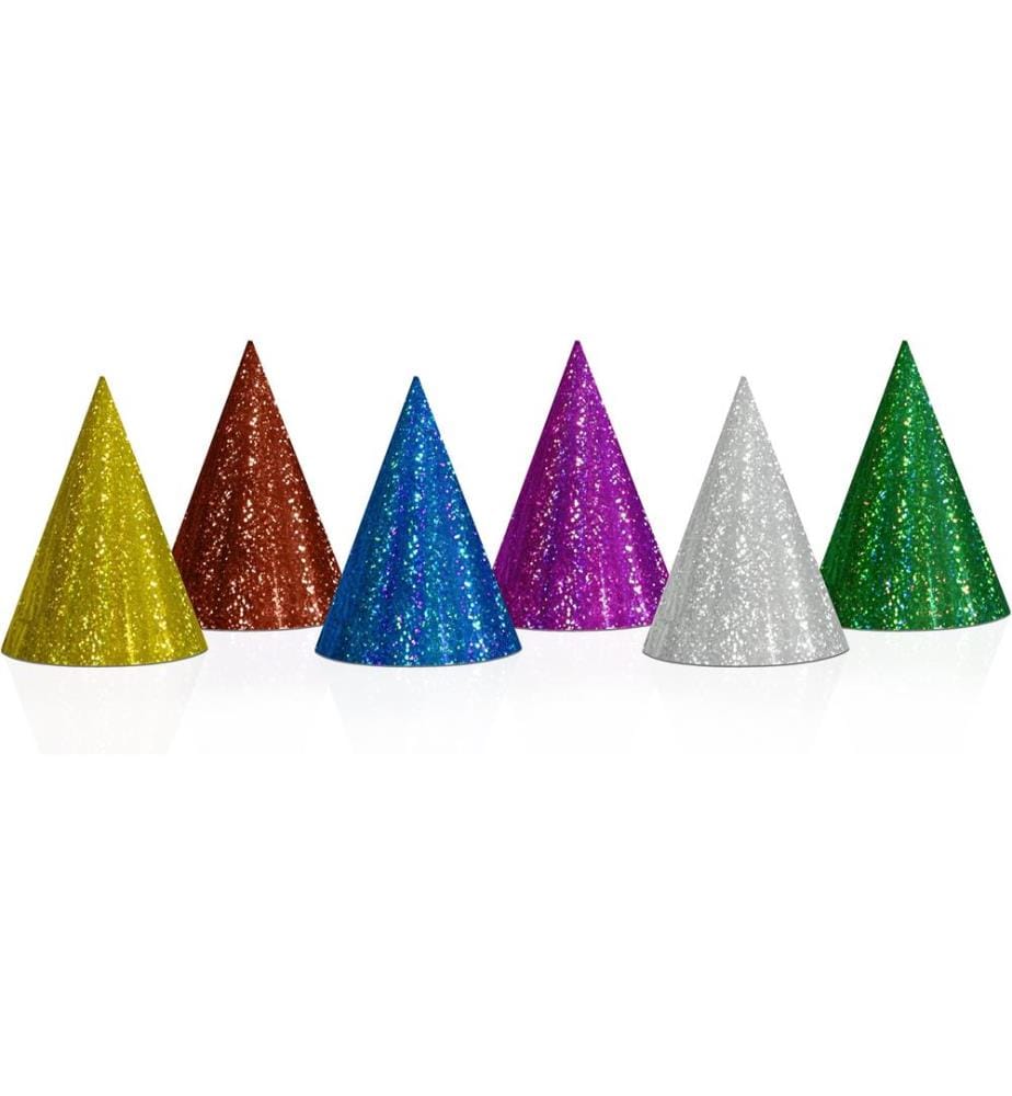 PARTYDECO - Chapeaux de fête holographique Multicolore, 16 x 10 cm, 20 pièces