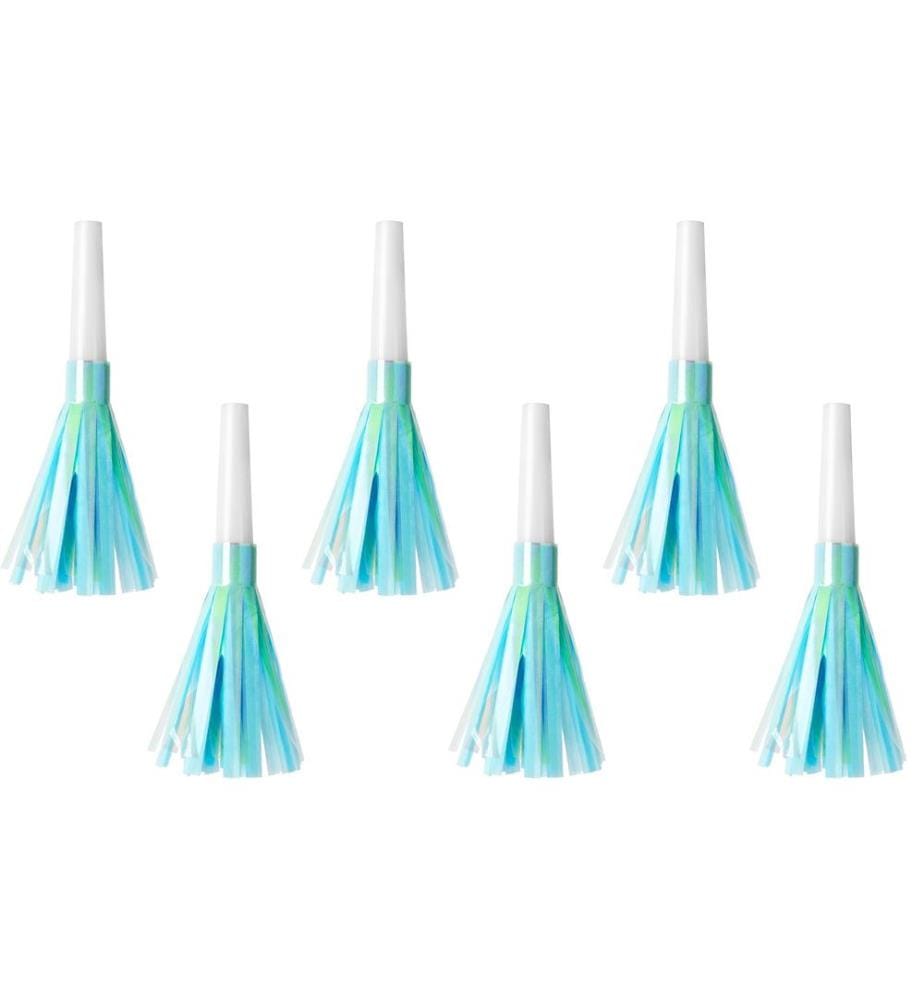 PARTYDECO - Sifflets de fête Bleu clair, 12.5 cm, 6 pièces