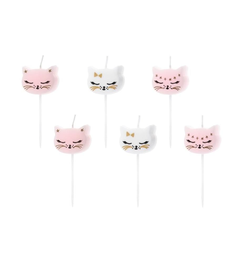 PARTYDECO - Bougie Cat 6 Pièce/s