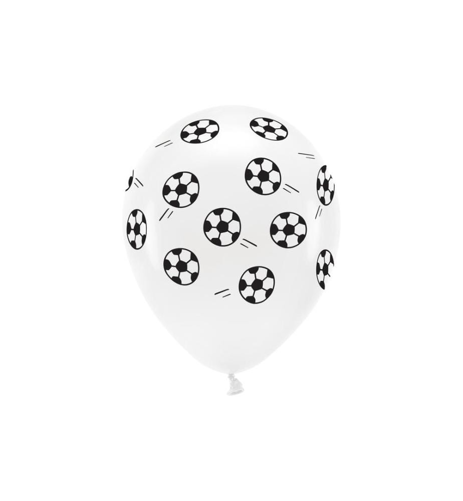 PARTYDECO - Ballon de baudruche Eco Football 33 cm, 6 pièces, Noir/Blanc