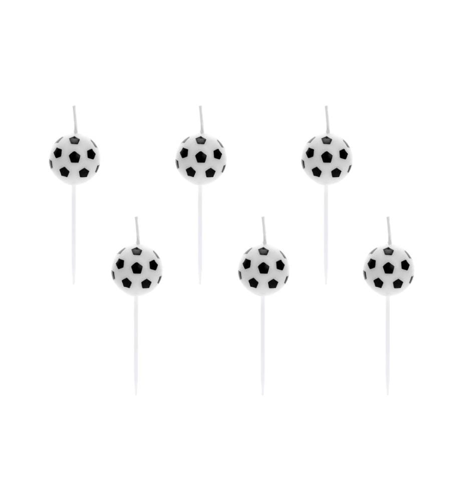 PARTYDECO - Bougie Football 6 Pièce/s