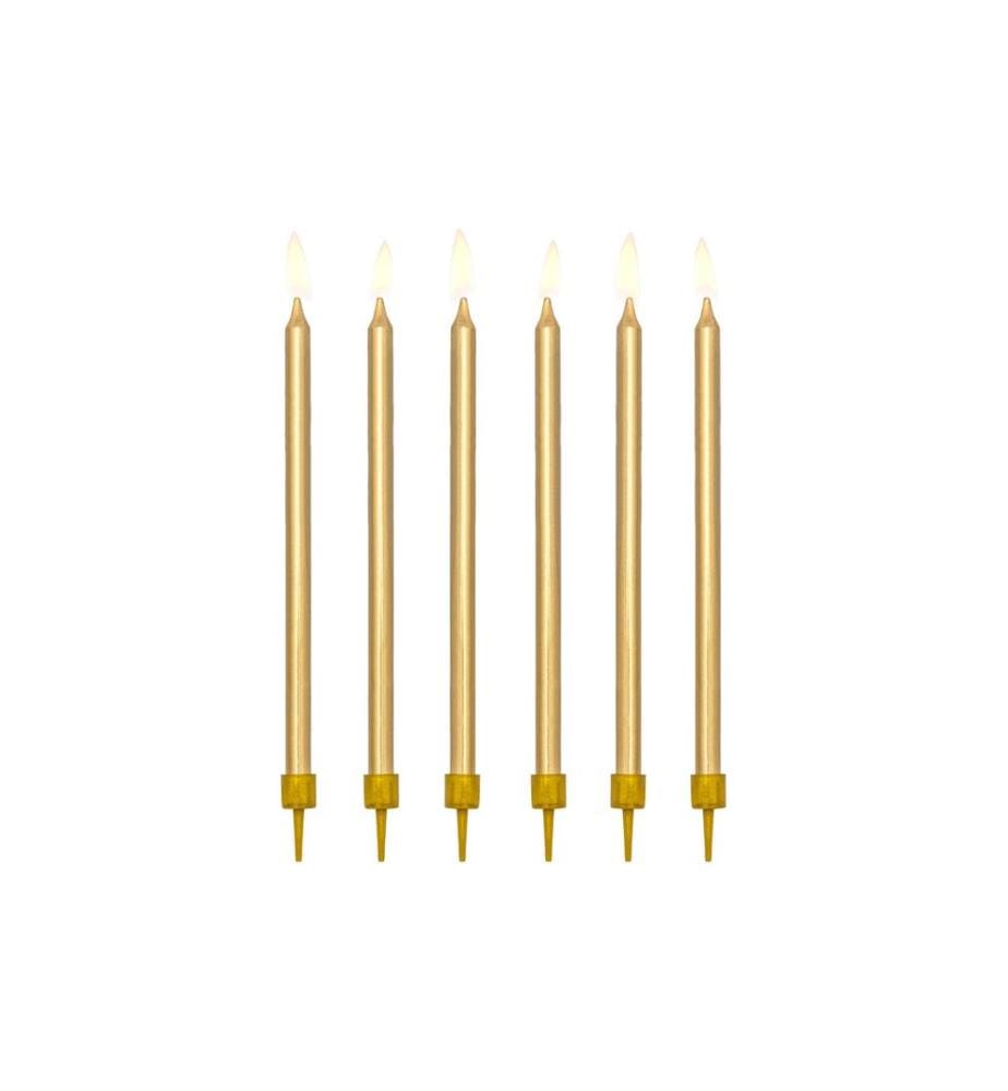 PARTYDECO - Bougie 12.5 cm, 12 pièces, or