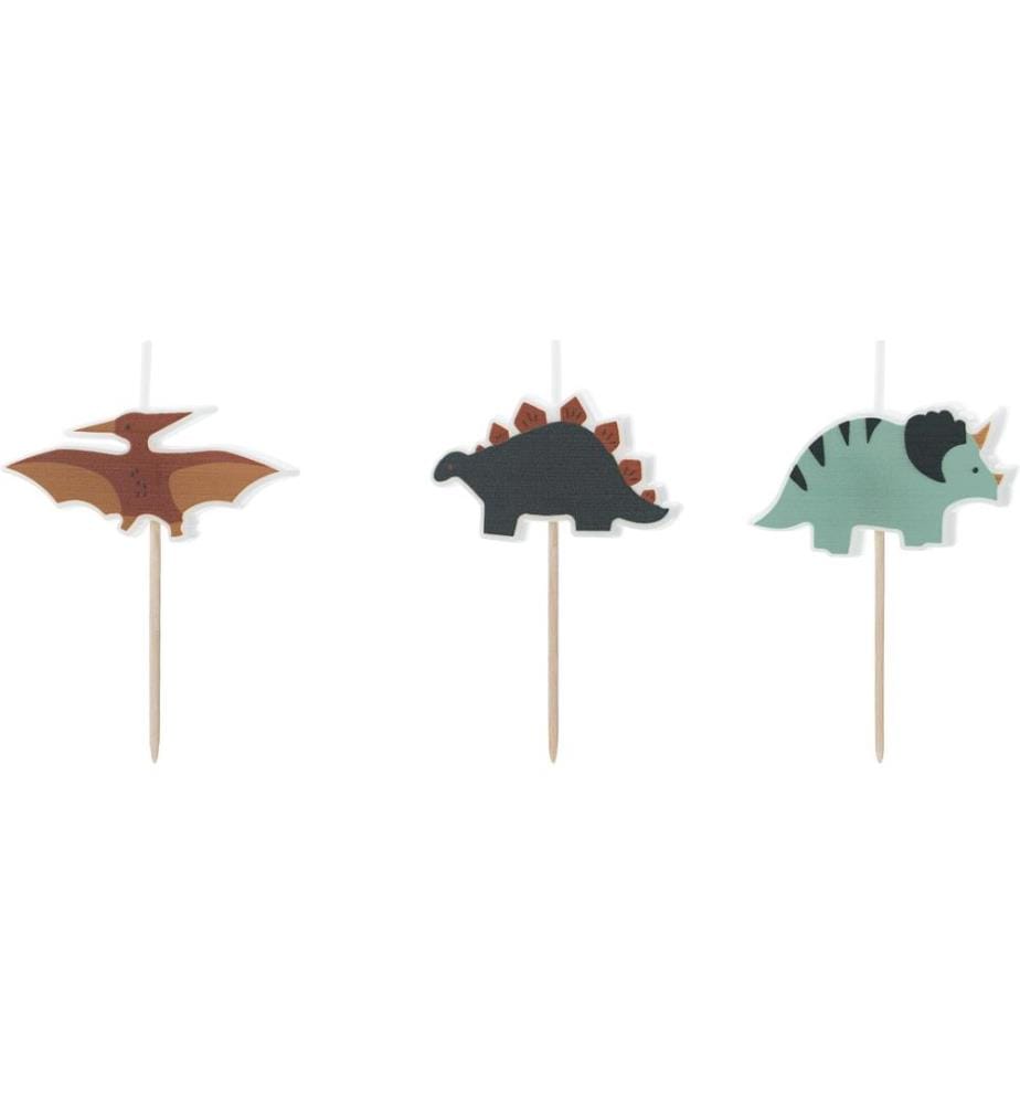 PARTYDECO - Bougie Dinosaures 3 Pièce/s