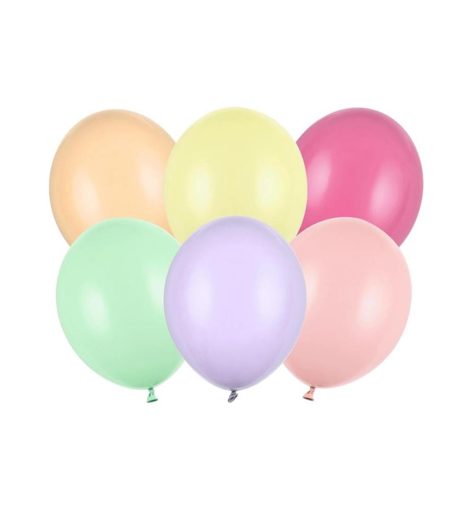 PARTYDECO - Ballon de baudruche Uni Strong Pastel 10 pièces, multicolore, Ø 30 cm