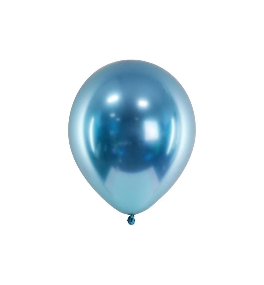 PARTYDECO - Ballon de baudruche Uni Glossy 10 pièces, bleu, Ø 30 cm