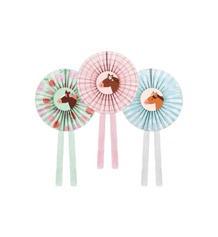 PARTYDECO - Rosettes cheval, 3 pièces