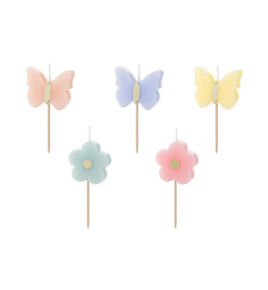 PARTYDECO - Bougie Papillon, 5 pièces