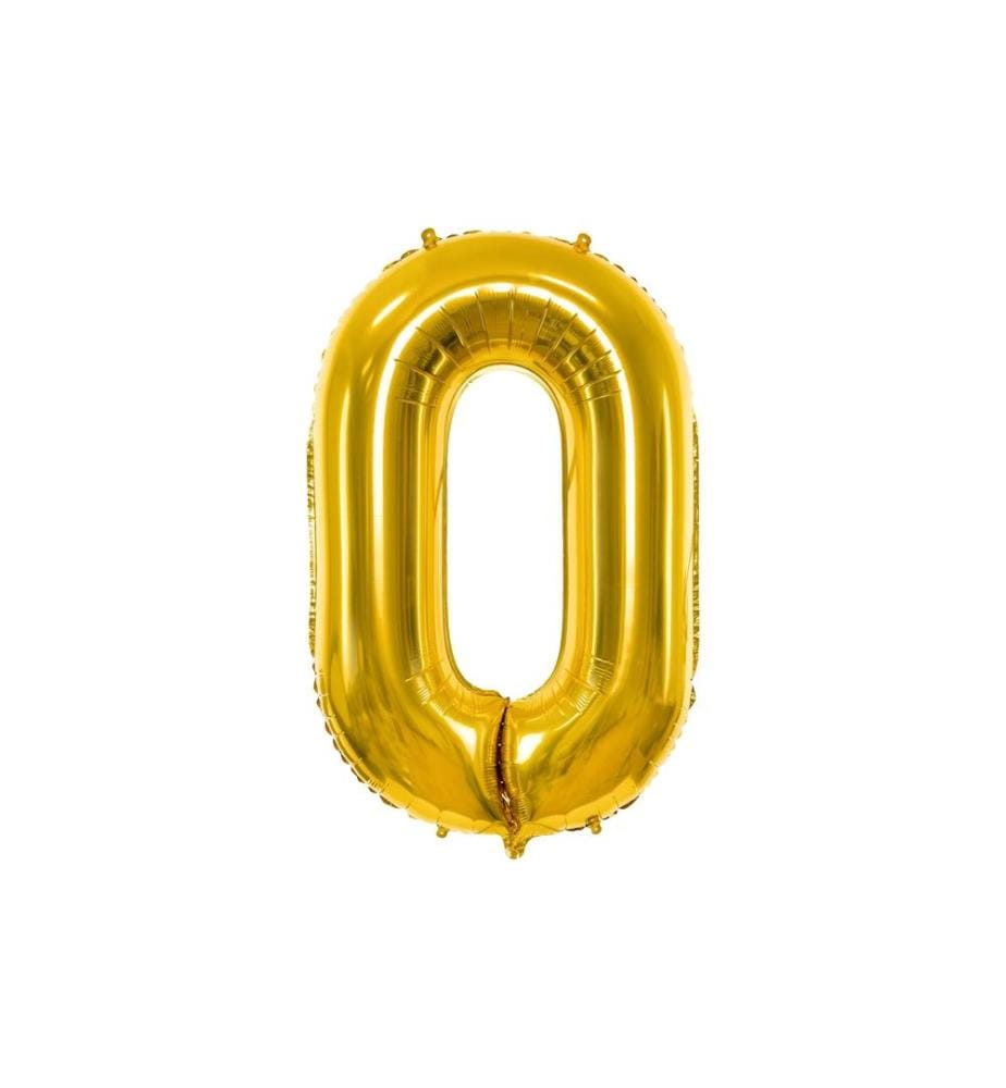 PARTYDECO - Ballon en aluminium Nombre 0 grand 86 cm, doré, 1 pièce