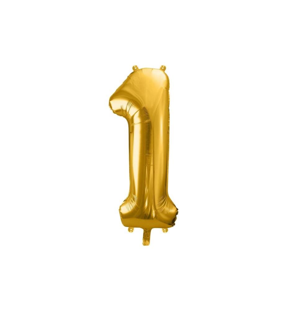 PARTYDECO - Ballon en aluminium Chiffre 1 grand 86 cm, doré, 1 pièce