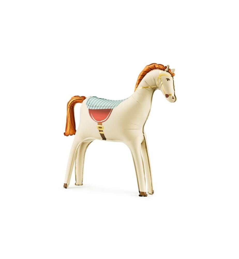 PARTYDECO - Ballon en aluminium cheval, Crème, 86.5 x 86.5 cm, 1 pièce
