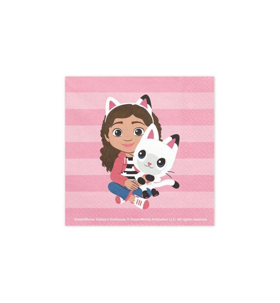 PARTYDECO - Serviettes en papier Gabby's Dollhouse 33 cm x 33 cm, 20 Pièce/s