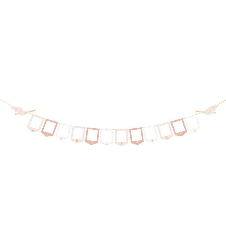 PARTYDECO - Guirlande Cigogne Rose, 10.5 x 15 cm, 3 m